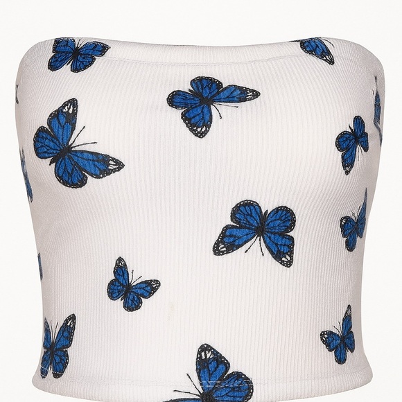 Rue21 Tops - Rue21 Plus Blue Butterfly Print Tube Top Size 1X